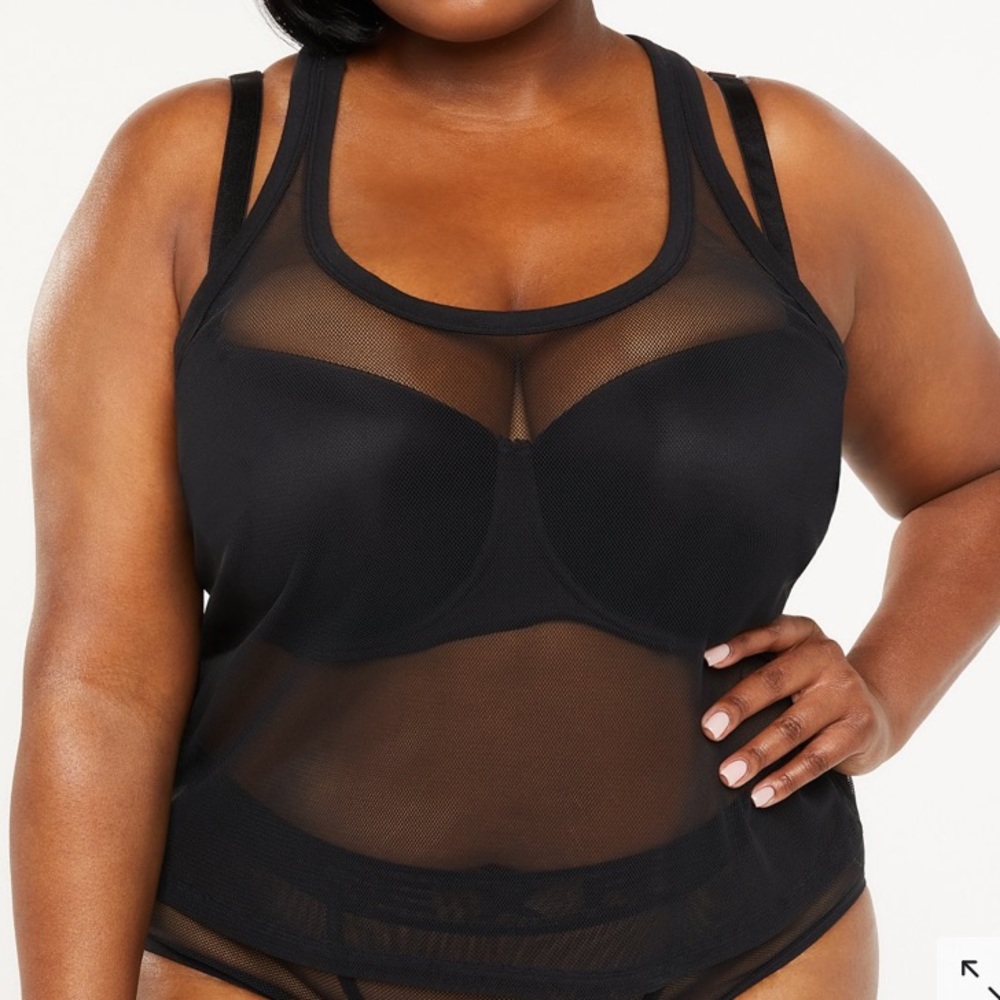 Savage X Fenty Nothin’ But Net Mesh Black Solid Tank NWT
